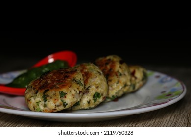 Healthy Indian Style Paneer Cutlet Served In Plate