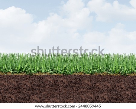 Healthy Lawn Border Background as a Perfect turf and healthy grass with good lawncare for controlling weeds and fertilizing and aerating a green yard and good gardening with text area.
