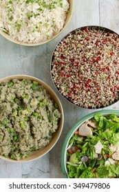 Healthy Leaf And Grain Salad Selection