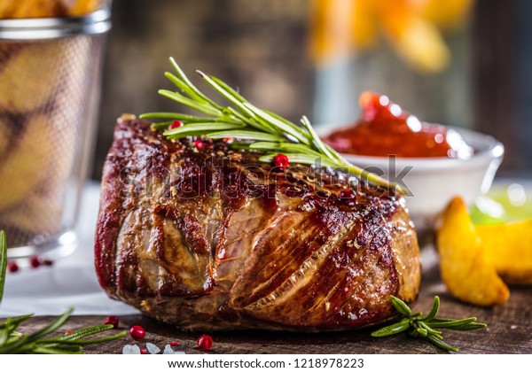 Healthy Lean Grilled Mediumrare Beef Steak Stock Photo Edit Now