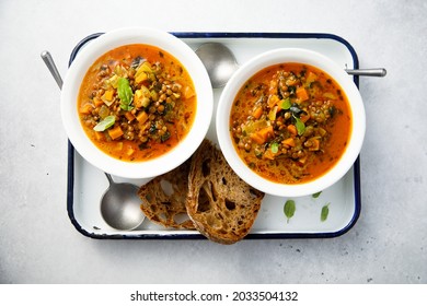 Healthy Lentil Soup With Pumpkin