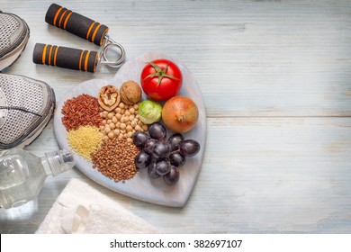 Healthy Lifestyle Concept With Diet And Fitness