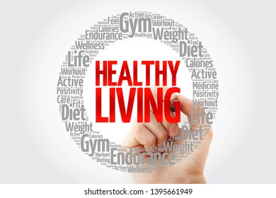 Healthy Living Circle Stamp Word Cloud Stock Photo 1395661949 ...