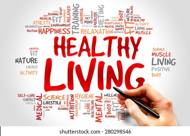 Healthy Living word cloud, health concept