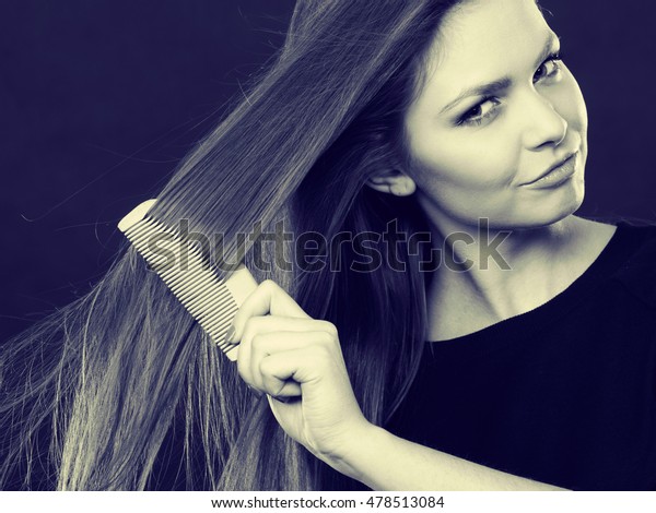 Healthy Look Concept Girl Combing Brushing Stock Photo Edit Now