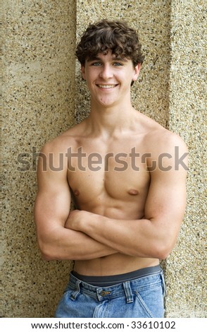 shirtless teen body builder United staes trotting ass