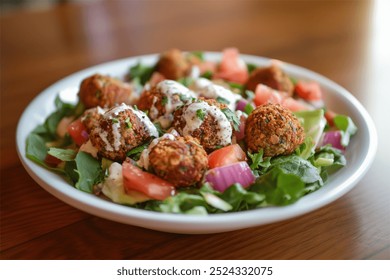 Healthy Mediterranean Falafel Salad Bowl