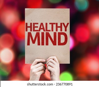 Healthy Mind Card With Colorful Background With Defocused Lights