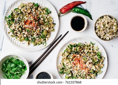 Healthy mung bean sprouts salad with black sesame seeds, cucumbers, spring onion and cilantro Mung Bean Sprouts Images, Stock Photos & Vectors | Shutterstock