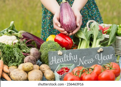 Healthy New Year Against Vegetables At Farmers Market