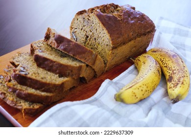 Healthy organic banana bread with  whole wheat and brownsugar