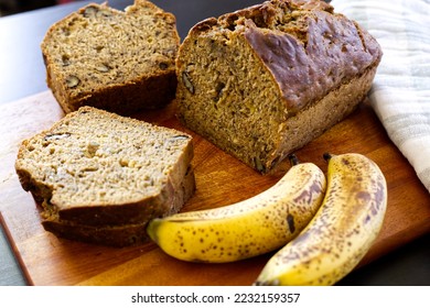 Healthy organic banana bread with  whole wheat and brownsugar