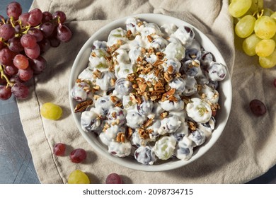 Healthy Organic Creamy Grape Salad With Cream Cheese And Nuts