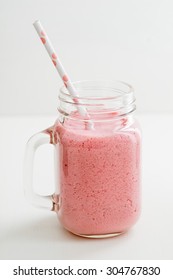 Healthy Pink Smoothie With Berries And Yogurt