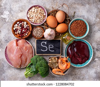 Healthy Product Sources Of Selenium. Food Rich In Se