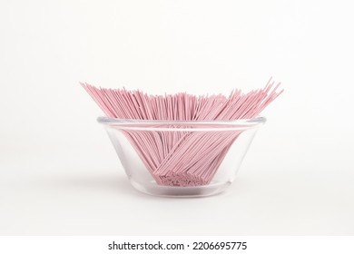 Healthy Purple Pasta Inside A Clear Glass Bowl 