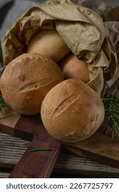 Healthy rosemary dinner bread buns with wholemeal flour - Shutterstock ID 2267725797
