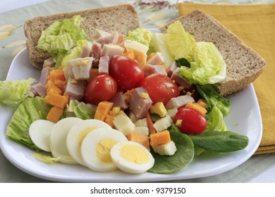 Healthy salad served with bread