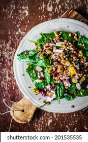 Healthy Salad With Spinach,quinoa And Roasted Vegetables