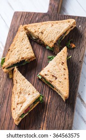 Healthy Sandwich Sliced On Board, Overhead