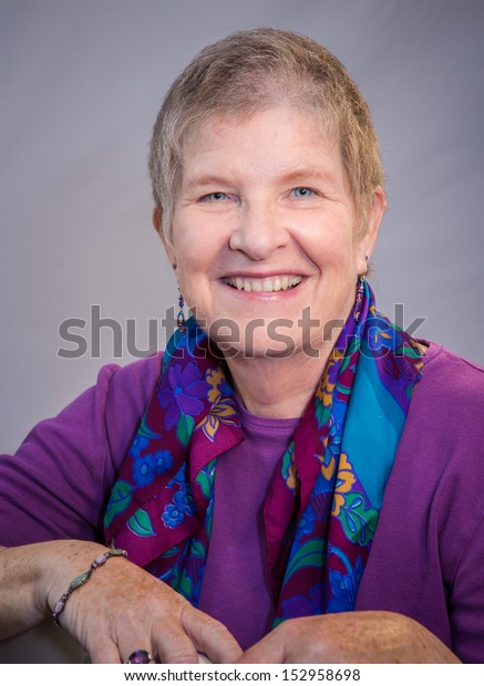 Healthy Senior Woman Scarf Short Hair Stock Photo Edit Now 152958698