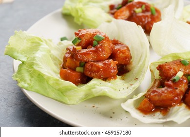 Healthy Shrimp Lettuce Wraps With Red Salsa