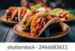 Healthy Simple Mexican tacos with meat and vegetables