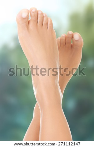 Healthy smooth caucasian female feet.