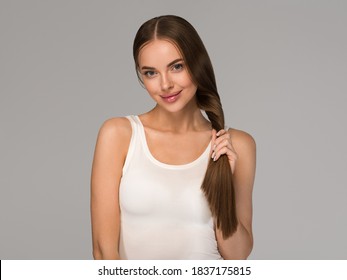 Healthy Smooth Hair Long Beautiful Hairstyle Woman Beauty Model