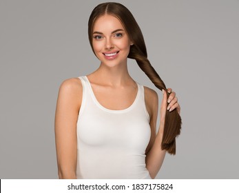 Healthy Smooth Hair Long Beautiful Hairstyle Woman Beauty Model