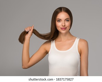 Healthy Smooth Hair Long Beautiful Hairstyle Woman Beauty Model