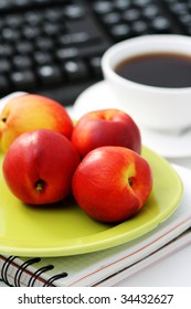 Healthy Snack In The Office - Bowl Of Nectarines