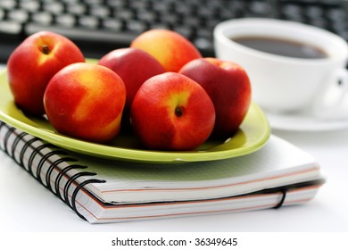 Healthy Snack In The Office - Bowl Of Nectarines