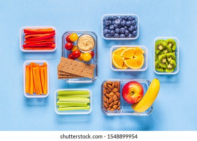 Healthy snack on a pastel background, top view. - Powered by Shutterstock