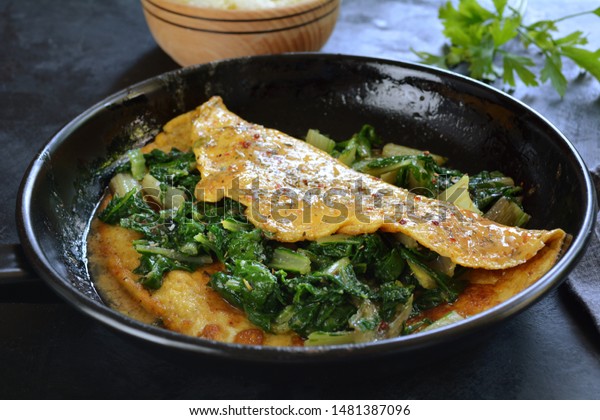 Healthy Spinach Omelet Cottage Cheese Stock Photo Edit Now