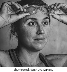 Healthy And Strong Female Swimmer Portrait