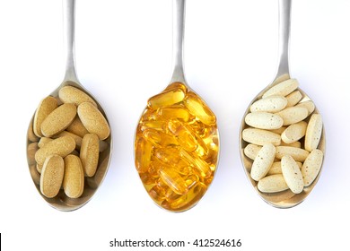 Healthy Supplements On Spoons