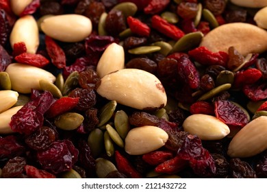 Healthy Trail Mix Snack Made Of Nuts And Dried Fruits.