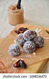 Healthy Treats Balls, Made From Peanut Butter, Almond Butter And Nuts