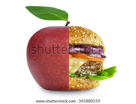 Healthy and unhealthy food choice concept