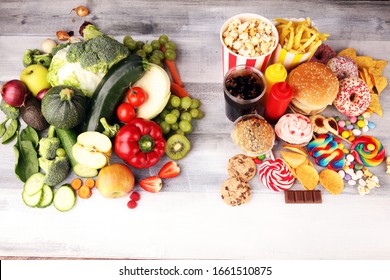 Healthy Unhealthy Food Concept Photo Healthy Stock Photo (Edit Now ...