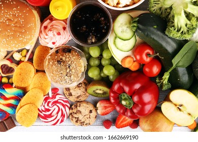 Healthy Unhealthy Food Concept Photo Healthy Stock Photo (Edit Now ...