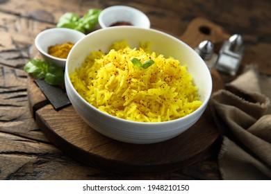 Healthy Vegan Turmeric Rice With Fresh Basil