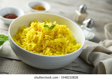 Healthy Vegan Turmeric Rice With Fresh Basil