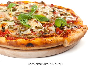  Healthy vegetables and mushrooms vegetarian pizza isolated on white background - Powered by Shutterstock