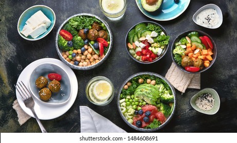 Healthy Vegetarian Dinner Table Setting Healthy Stock Photo 1484608691 ...