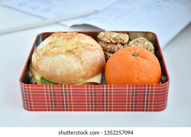 Healthy Vegetarian School Lunch In Zero Waste Metal Box.