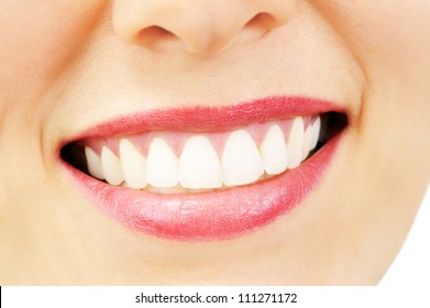 Healthy Woman Teeth And Smile. Close Up