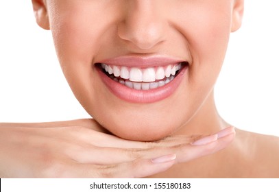 Healthy Woman Teeth And Smile. Close Up.