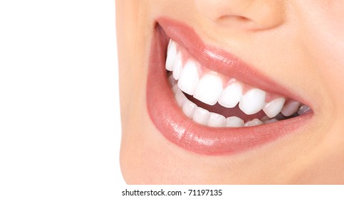 Healthy Woman Teeth And Smile. Close Up.